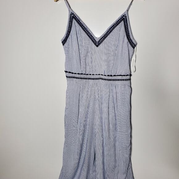 Japna Blue & white Striped wide leg eembrooired jumper Size Large - Picture 9 of 10